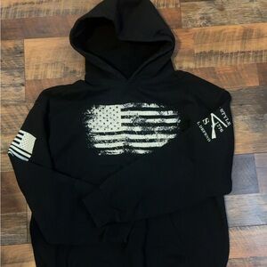 Grunt Style Black Hoodie with Distressed White Flag